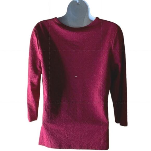 Croft & Barrow Top Women's Size Small Long Sleeve Round Neck Stretch Maroon - Picture 4 of 6